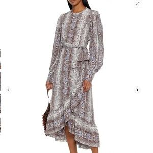 Zimmerman Wrap-Effect Snake-Print Silk Crepe De Chine Midi Dress